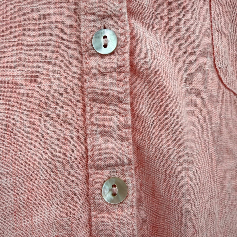 Sigrid Olsen Womens Large Coral Pink 100% Linen Button Down Shirt High Low Hem - Picture 6 of 9